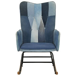 Maison Chic Chaise à bascule | Fauteuil Relax, design moderne Denim Bleu Toile patchwork -GKD71054