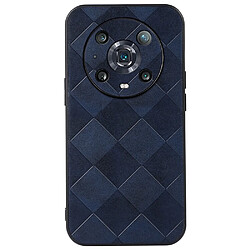 Coque en TPU + PU texture la grille bleu pour votre Honor Magic4 Pro