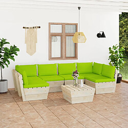 vidaXL Salon de jardin palette 7 pcs avec coussins bois d'épicéa