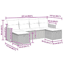 vidaXL Salon de jardin avec coussins 6 pcs beige résine tressée pas cher