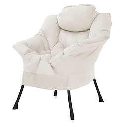 ML-Design Fauteuil Relax Fauteuil de salon Fauteuil à oreilles Coton Crème