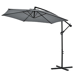 Helloshop26 Parasol déporté hexagonal avec manivelle inclinable imperméable UV diamètre 270 cm gris 03_0005912