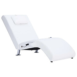 Maison Chic Chaise longue de massage avec oreiller| Bain de soleil Relax | Transat Blanc Similicuir -GKD79926