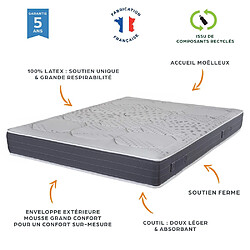 Ebac Matelas et sommier tapissier 140x190 Latex - Louxor - Soutien ferme - Made in France