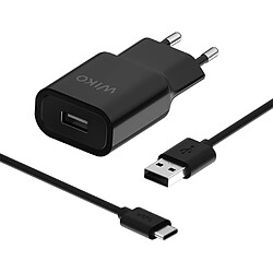 Chargeur maison rapide 10W + Câble USB A/USB C 1 m Noir Wiko