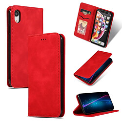 Wewoo Housse Coque Etui en cuir avec rabat horizontal magnétique Business Skin Feel pour iPhone XR rouge