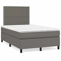 Maison Chic Lit adulte- Lit + matelas,Sommier à lattes de lit avec matelas gris 120x190 cm similicuir -GKD58577