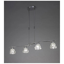 Luminaire Center Suspension Iku télescopique 4 Ampoules G9 Line, nickel satiné