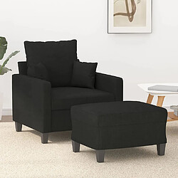 vidaXL Fauteuil avec repose-pied Noir 60 cm Tissu