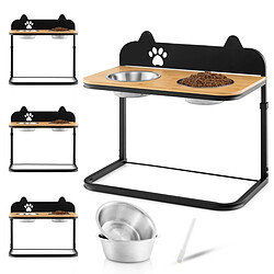 Helloshop26 Gamelles double pour chien surélevé hauteur réglable bols amovibles en acier inox. Marqueur porte gamelles pour chien 20_0006884