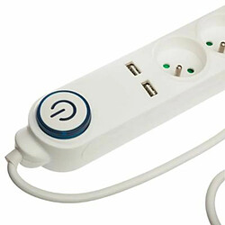 Multiprise 5 Prises 2 USB 100cm Blanc