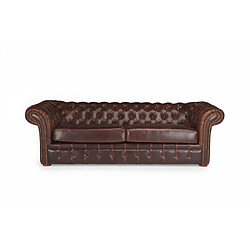 Vente-Unique Canapé 3 places chesterfield CLOTAIRE 100% cuir vieilli