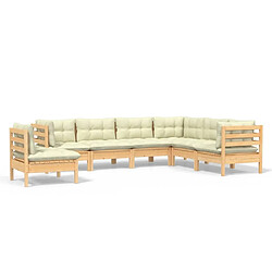 Maison Chic Salon de jardin 7 pcs avec coussins | Ensemble de Table et chaises | Mobilier d'Extérieur crème Bois de pin solide -GKD69847