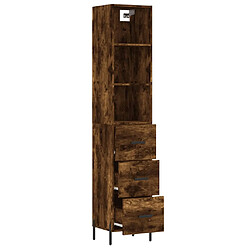 Avis vidaXL Buffet haut Chêne fumé 34,5x34x180 cm Bois d'ingénierie