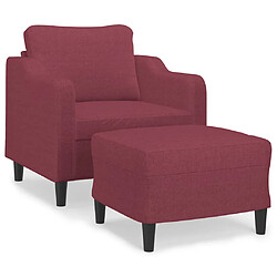 vidaXL Fauteuil avec repose-pied Rouge bordeaux 60 cm Tissu