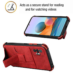 Coque en TPU + PU anti-chute, béquille et porte-cartes rouge pour votre Xiaomi Redmi Note 10 Pro 4G (Global)/Note 10 Pro Max