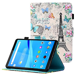 Etui en PU avec support et porte-carte Tour/papillon/fleur pour votre Samsung Galaxy Tab A8 10.5 (2021) X205/X200