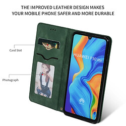 Wewoo Housse Étui Coque en cuir à rabat horizontal magnétique Business Skin Feel Retro pour Huawei P30 Lite vert armée