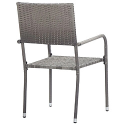 Salle à manger de jardin 3 pcs,Table et chaise à dîner Résine tressée Gris -MN51244 pas cher