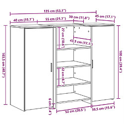 vidaXL Bureau réception chêne sonoma 135x50x103,5 cm bois d'ingénierie pas cher