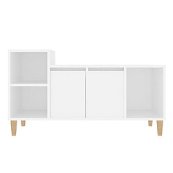 Maison Chic Meuble TV scandinave - Banc TV pour salon Blanc 100x35x55 cm Bois d'ingénierie -MN11307 pas cher