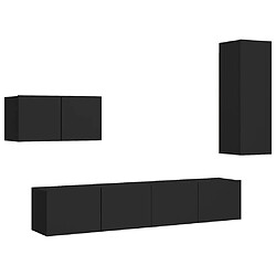 Maison Chic Ensemble de meubles TV 4 pcs | Banc TV Moderne pour salon | Meuble de Rangement - Noir Aggloméré -MN51556