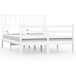 Maison Chic Lit adulte - Lit simple Cadre de lit,Structure du lit Contemporain Blanc Bois massif 160x200 cm -MN59225