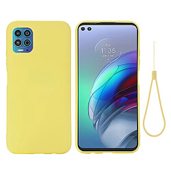 Coque en silicone Liquide avec sangle pratique souple jaune pour votre Motorola Edge S/Moto G100