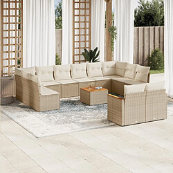 Maison Chic Salon de jardin avec coussins 13 pcs | Ensemble de Table et chaises | Mobilier d'Extérieur beige résine tressée -GKD89852