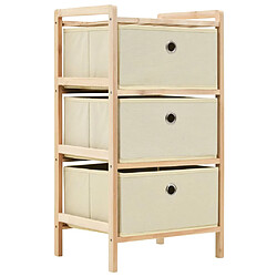 vidaXL Étagère de rangement 3 paniers Tissu Bois de cèdre Beige