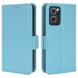 Etui en PU texture litchi avec support, bleu clair pour votre Oppo Reno7 5G