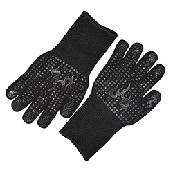 Gants De Four à Barbecue Gants épais à Double Couche Anti-brûlure Pour Barbecue Noir pas cher