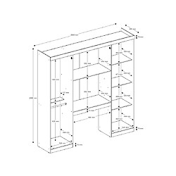 Acheter Vente-Unique Pont de lit ANTERO - 6 portes - Avec armoires et rangements - L.200 cm - Blanc