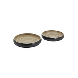 Aubry Gaspard Plateaux ronds en bambou naturel et noir (lot de 2).