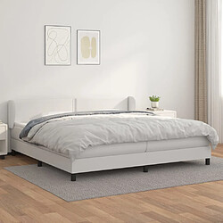 vidaXL Sommier à lattes de lit avec matelas Blanc 200x200cm Similicuir