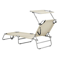 Transat avec Pare-Soleil Argozelo Inclinable Acier Polyester Argenté Mat Beige [casa.pro] pas cher