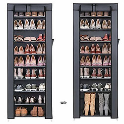 SONGMICS Armoire/étagères à chaussures 10 couches avec housse 27 paires de chaussures Gris 58 x 28 x 160 cm RXJ10G pas cher