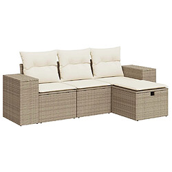 vidaXL Salon de jardin avec coussins 4 pcs beige résine tressée