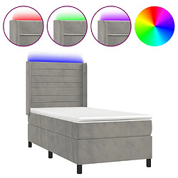 vidaXL Sommier à lattes de lit et matelas et LED Gris clair 80x200cm