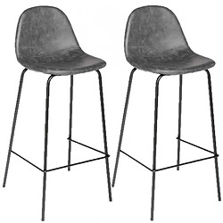 Toilinux Lot de 2 Chaises de bar Vladi - Gris