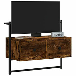 Avis Maison Chic Meuble TV scandinave mural Banc TV suspendu pour salon - chêne fumé 60,5x30x51 cm bois d'ingénierie -MN70520