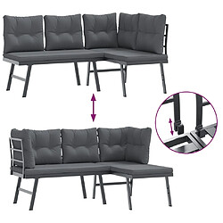 Acheter vidaXL Ensemble de bancs de jardin avec coussins 3 pcs noir