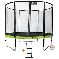 Kangui - Trampoline de jardin rond 305 cm + filet de sécurité + échelle PUNCHI Vert 300