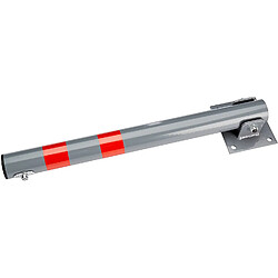 Helloshop26 Poteau barrière de parking rabattable voiture 65 cm acier gris et rayures rouge 13_0002309_2