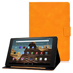 Etui en PU magnétique avec support et porte-carte pour votre Amazon Fire HD 10 (2015)/(2017)/(2019) - orange