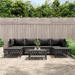 Maison Chic Salon de jardin 7 pcs + coussins - Mobilier/Meubles de jardin - Table et chaises d'extérieur anthracite acier -MN10466