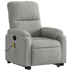 Avis vidaXL Fauteuil inclinable de massage gris clair tissu microfibre