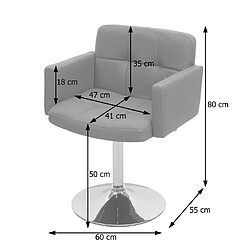 Acheter Decoshop26 Chaise de salle à manger fauteuil lounge pivotant en synthétique gris pied chromé 04_0002388