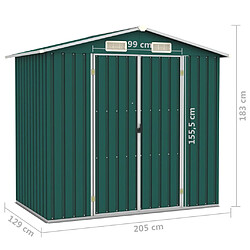 vidaXL Abri de jardin Vert 205x129x183 cm Acier galvanisé pas cher