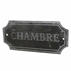 L'Héritier Du Temps Plaque Décorative Murale à Poser Ecriteau avec Inscription "Chambre" en Fer Patiné Gris 0,11x7x15,5cm